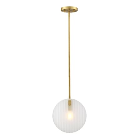 Designers Fountain Sky Fall 60 Watt 1-Light Brushed Gold Contemporary Pendant Light with Etched Fluted Glass Shade D311C-10P-BG